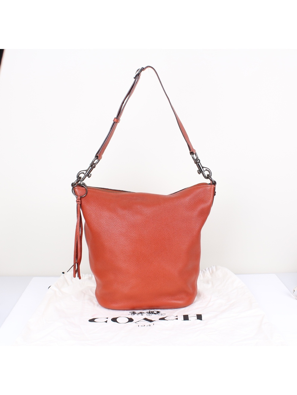 Coach 1941 Archival Pebbled Leather Duffle Shoulder Bag Chili Orange Red 29257